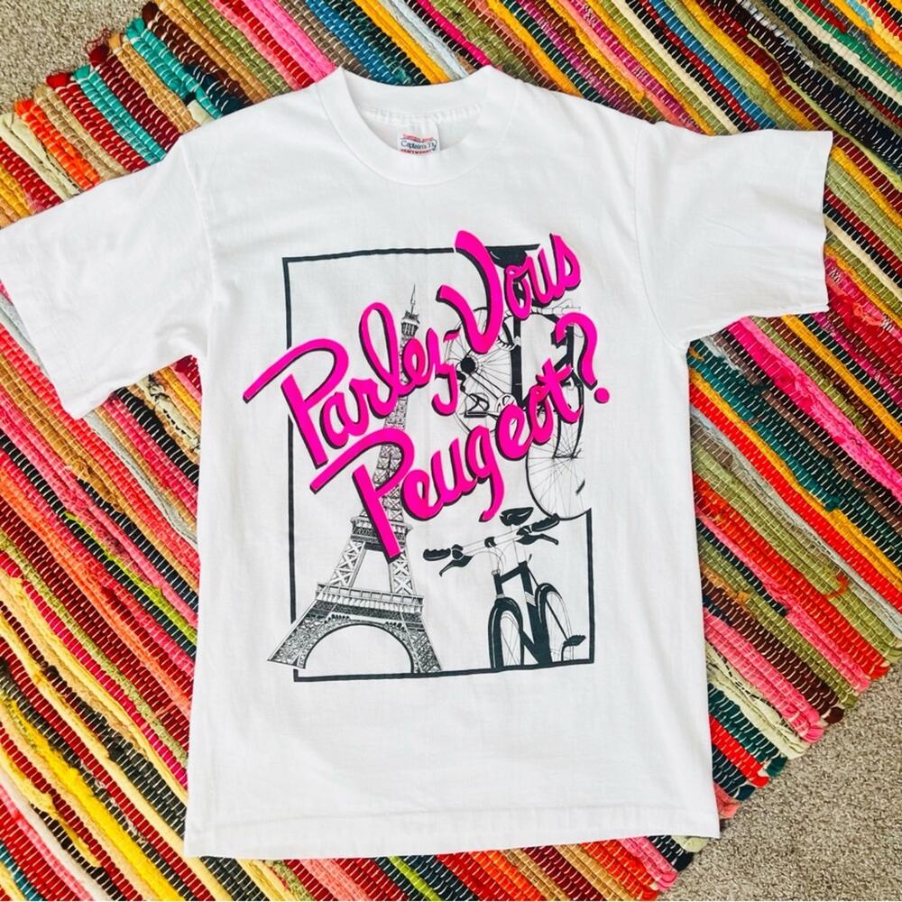 Vintage Peugeot Eiffel Tower French Single Stitch Tee Shirt